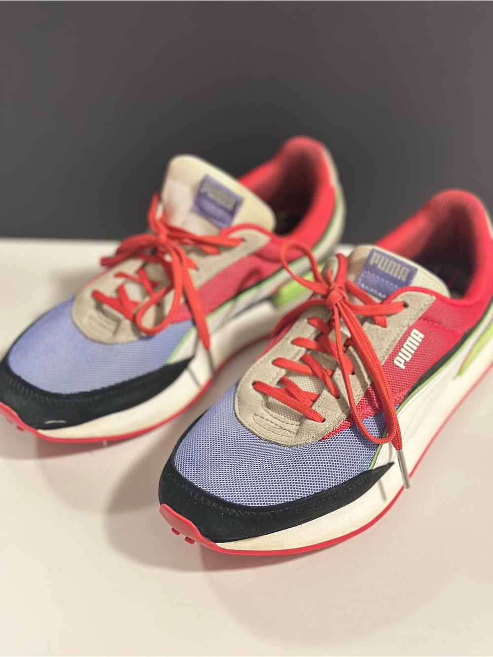 Puma Future Rider Womens Size 8 Red Blue White Gray Rider Foam 381684-01 Preppy - Picture 2 of 11